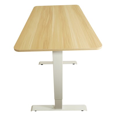 Uncaged Ergonomics Rise Up Essential Electric Standing Desk, 23.6" x 47.2", Maple Desktop/White Frame (RUE-wm)