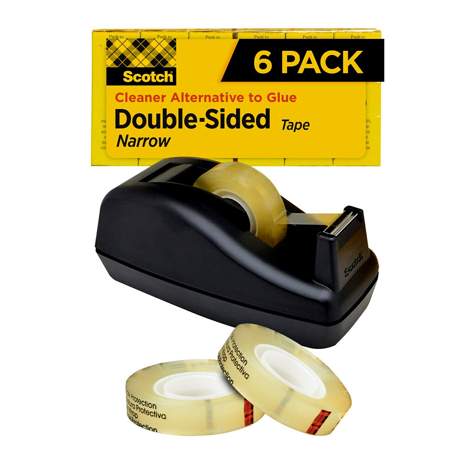 Scotch Permanent Double Sided Tape w/Desktop Dispenser,  1/2 x 25 yds., 1 Core, 6 Rolls (MMM6656PKC40)