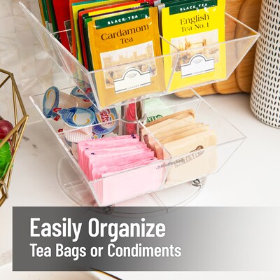 Mind Reader 12-Compartment Plastic Tea and Condiment Carousel, Black (TEASWIV3T-BLK)