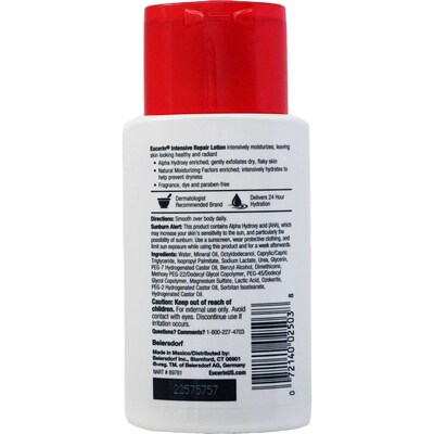 Eucerine Intensive Repair Very Dry Skin Lotion, 3 oz Bottle, 6 Bottles/Bag, 12 Bags/Carton