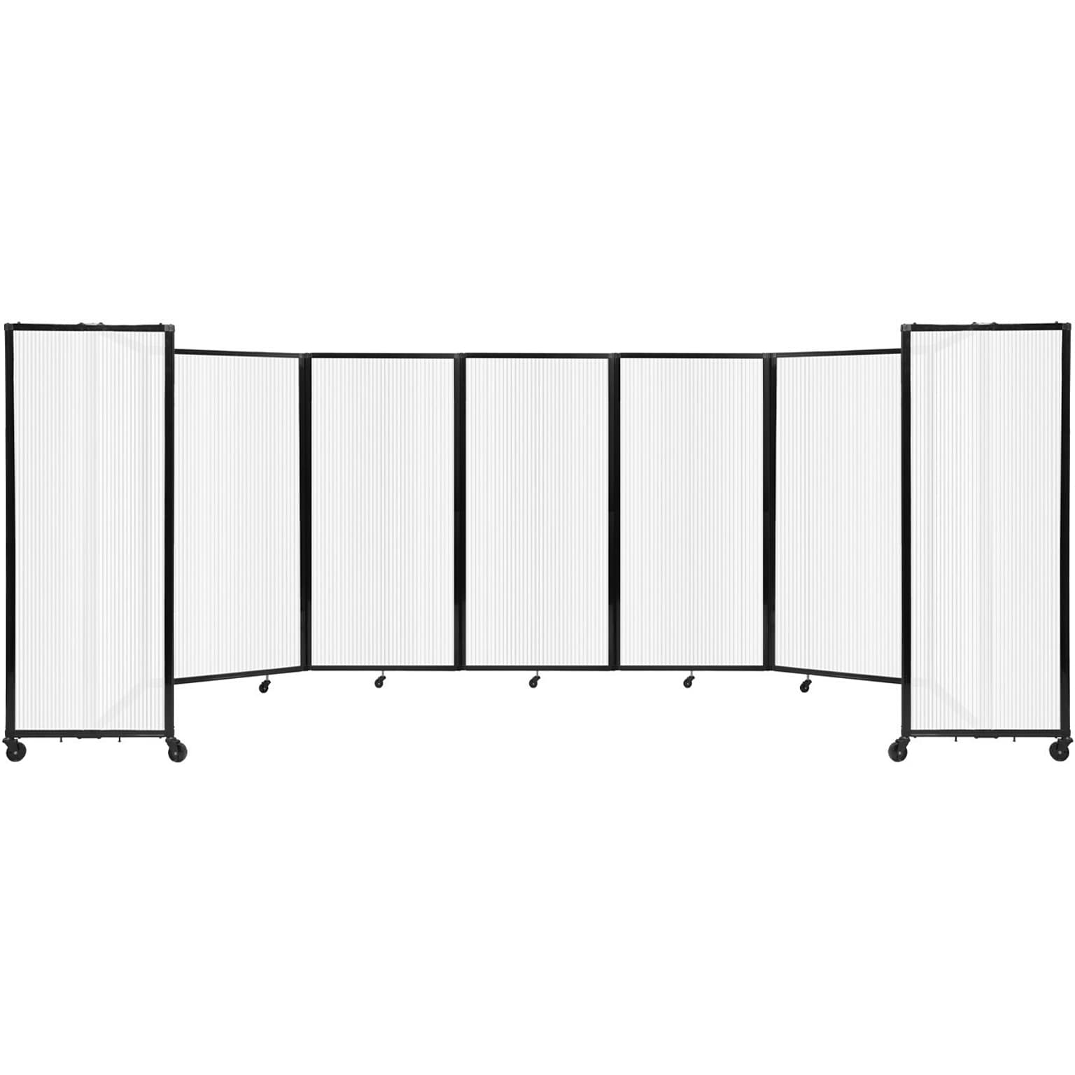 Versare The Room Divider 360 Freestanding Folding Portable Partition, 72H x 234W, Opal Fluted Polycarbonate (1272706)