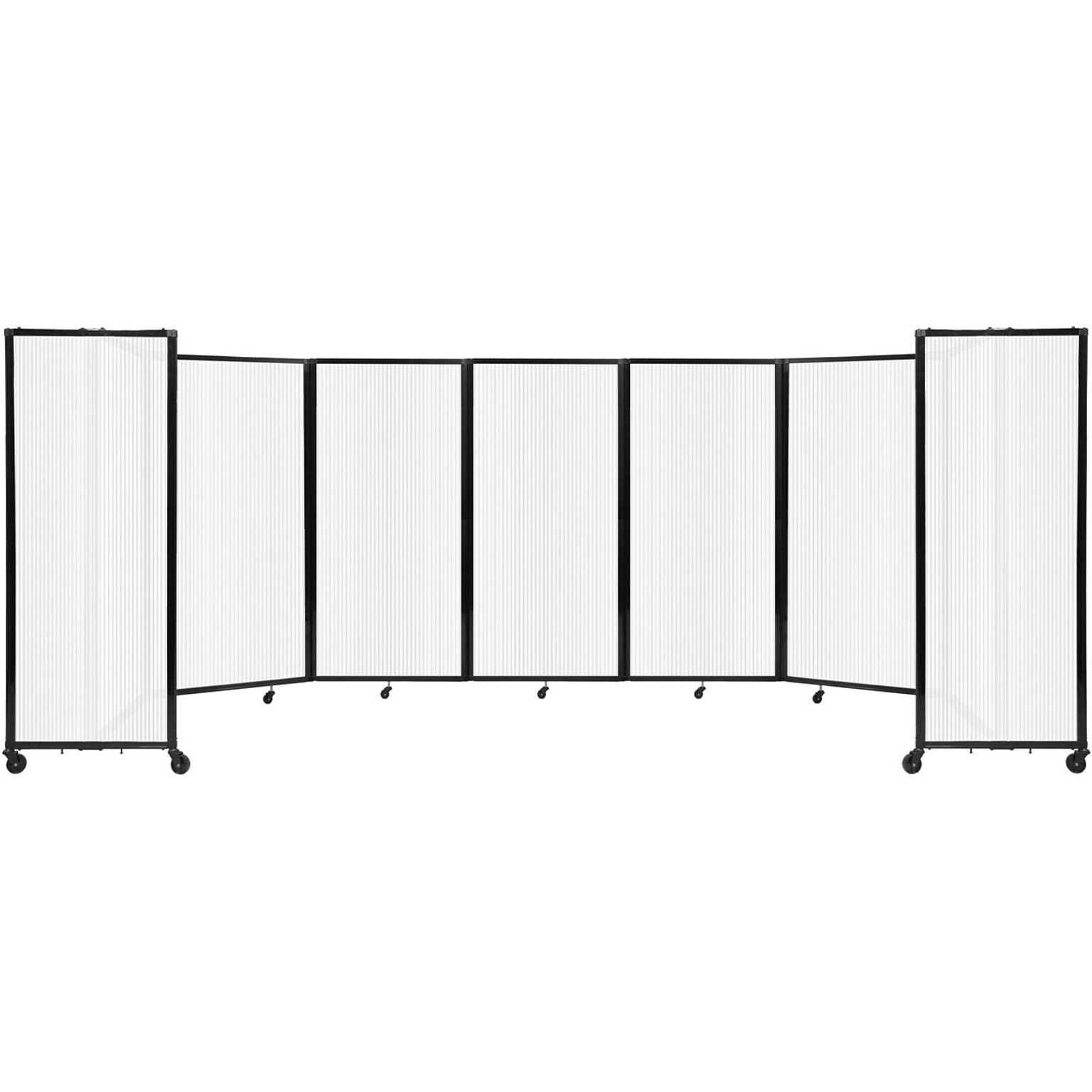 Versare The Room Divider 360 Freestanding Folding Portable Partition, 72H x 234W, Opal Fluted Polycarbonate (1272706)