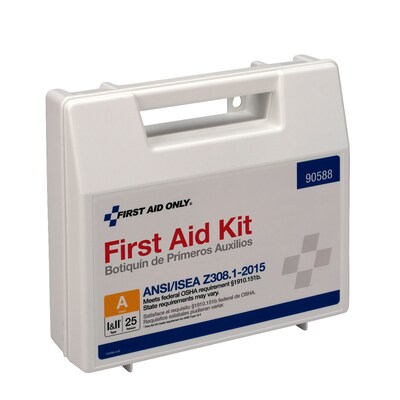 First Aid Only Plastic First Aid Kit, ANSI 2015 Class A, 25 People, 89 Pieces (90588)