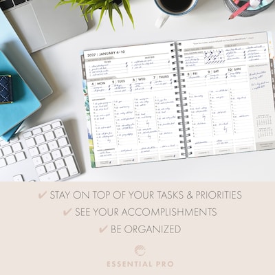 2027 Excello Brands 7" x 9" Weekly & Monthly Standard Planner, Plastic Cover, Tree Seasons (ESPRO-CY27-79-20)