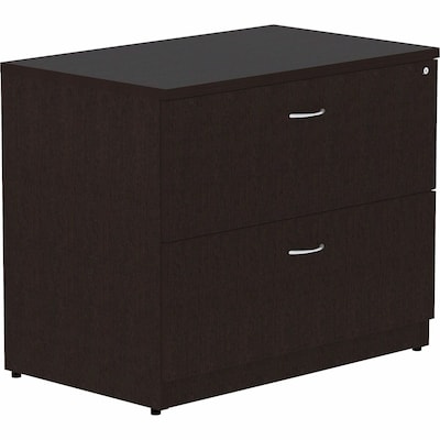 Lorell Essentials 2-Drawer Lateral File Cabinet, Letter/Legal Size, Lockable, 29.5H x 36W x 22D, Espresso Laminate (LLR18223)