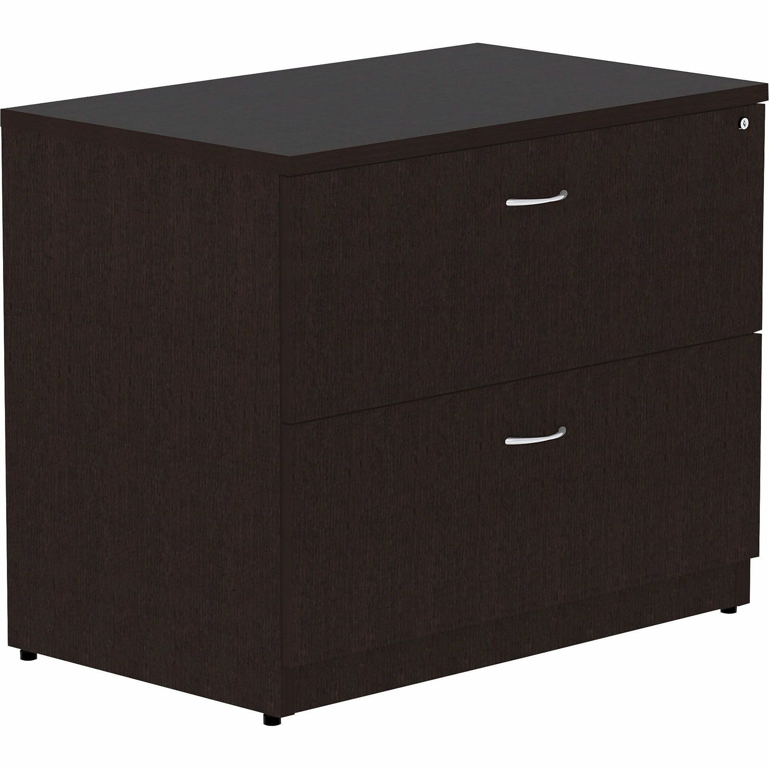 Lorell Essentials 2-Drawer Lateral File Cabinet, Letter/Legal Size, Lockable, 29.5H x 36W x 22D, Espresso Laminate (LLR18223)