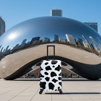 InUSA Prints 24" Hardside Suitcase, 4-Wheeled Spinner, TSA Checkpoint Friendly, Cow Animal Print (IUAPC00M-COW)