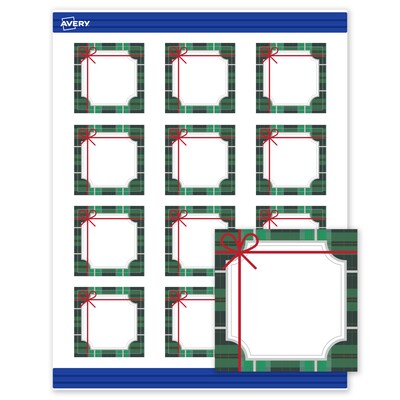 Avery Silver-Green Plaid Matte Blank Card, White, 120/Pack (S00-FJ9)