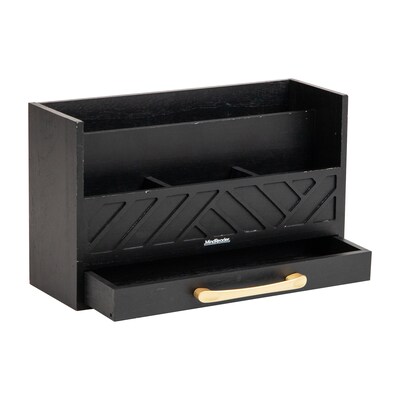 Mind Reader 5-Compartment Wood Desk Organizer, Black (VERTORG-BLK)
