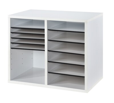 AdirOffice 500 Series 12-Compartment Literature Organizers, 20" x 11.8", White, 2/Pack (500-12-WHI-2PK)