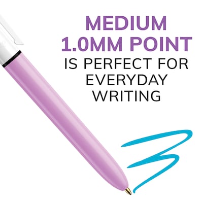 BIC 4-Color Ballpoint Retractable Pen, Medium Point, 1.0mm, Assorted Ink, 2/Pack (AMP21AST)