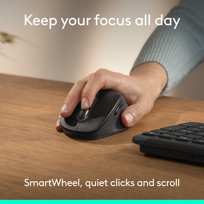 Logitech Signature Comfort M840 L Wireless Ergonomic Optical Mouse, Black (910-007714)