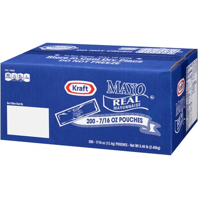 Kraft Mayo Real Mayonnaise Single Serve Packets, 0.44 oz, 200/Box