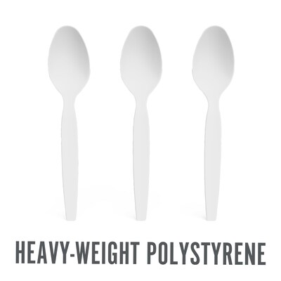 Perk™ Polystyrene Spoon, Heavy-Weight, White, 100/Pack (PK56405)