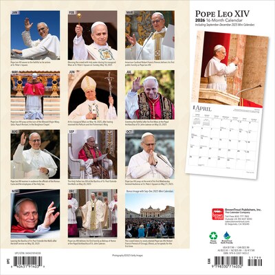 2026 BrownTrout Pope Leo XIV 12 x 12 Monthly Wall Calendar (9798330714032)