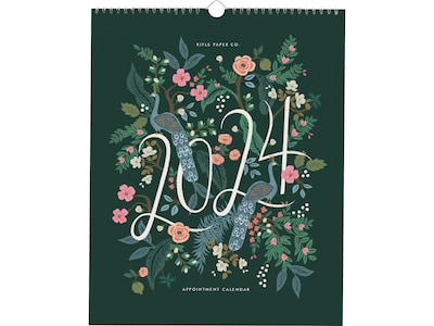 2024 Rifle Paper Co. Peacock 12" x 15" Monthly Wall Appointment Calendar (CAL082)