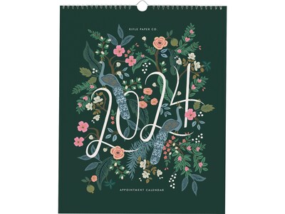 2024 Rifle Paper Co. Peacock 12" x 15" Monthly Wall Appointment 