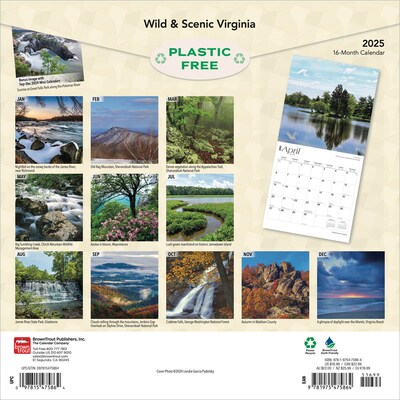 2025 BrownTrout Virginia Wild & Scenic 12 x 12 Monthly Wall Calendar (9781975475864)