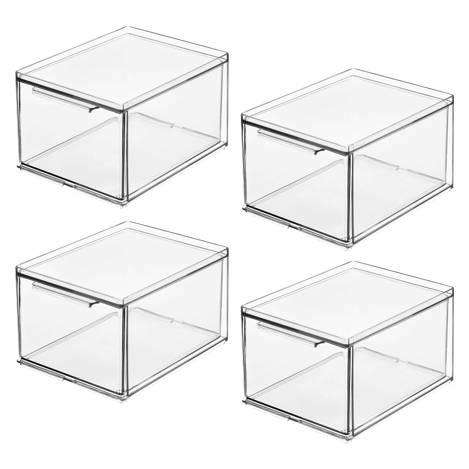 iDESIGN Stackable Storage Drawer, Plastic, Clear, 4/Pack (29203M4)