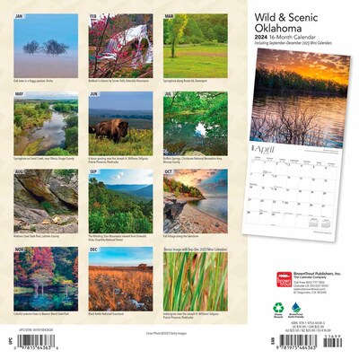 2024 BrownTrout Oklahoma Wild & Scenic 12" x 24" Monthly Wall Calendar (9781975464363)