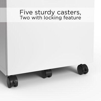 Union & Scale™ Essentials 3-Drawer Vertical File Cabinet, Mobile/Pedestal, Letter/Legal, White, 21" (UN56980)