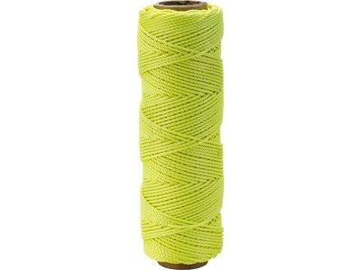 Mutual Industries Nylon Braided Mason Twine, 0.06" x 250 ft., Glo Lime, Dozen (14662-139-250)