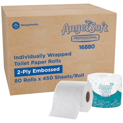 Angel Soft Professional Series Recycled Toilet Paper, 2-ply, White, 450 Sheets/Roll, 80 Rolls/Case (16880)