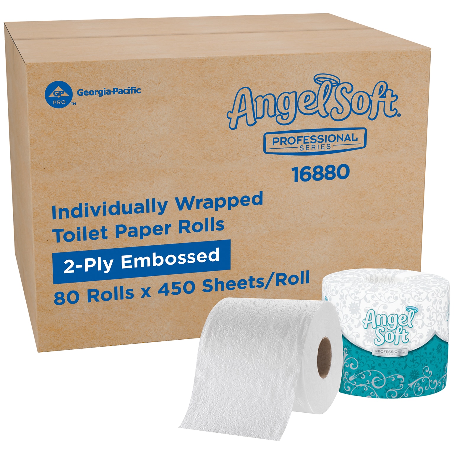 Angel Soft Professional Series Recycled Toilet Paper, 2-ply, White, 450 Sheets/Roll, 80 Rolls/Case (16880)