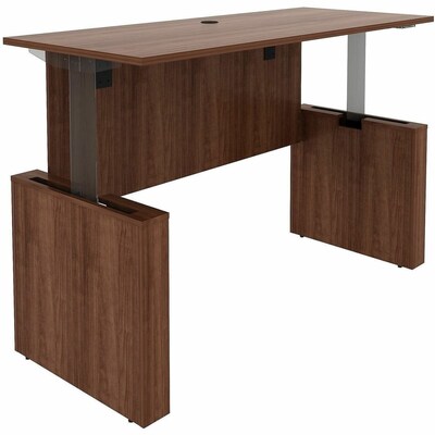 Lorell Essentials 72W Sit to Stand Workstation Desk, Walnut Brown (LLR69642)