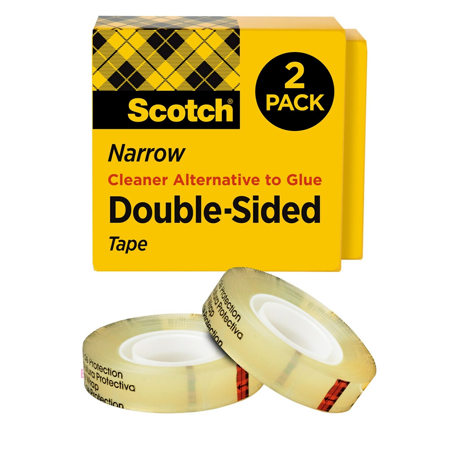 Scotch Permanent Double Sided Tape Refill, 1/2 x 25 yds., 1 Core, 2 Rolls (665-2PK)