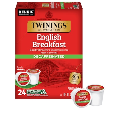 Twinings English Breakfast Decaf Black Tea, Keurig® K-Cup® Pods, 24/Box (TNA85784)