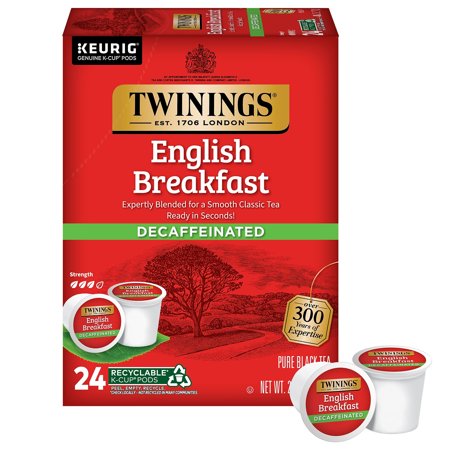 Twinings English Breakfast Decaf Black Tea, Keurig® K-Cup® Pods, 24/Box (TNA85784)