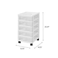 Iris 5-Drawer Storage Cart, White/Translucent White (585007)