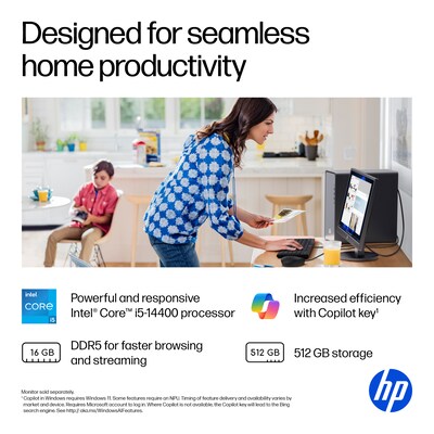 HP OmniDesk Desktop Computer, Intel Core i5-14400, 16GB RAM,  512GB SSD, Windows 11 Home, Mouse/Keyboard Included