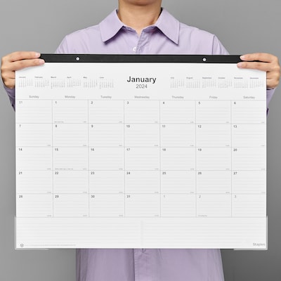 2024 Staples 22" x 17" Desk Pad Calendar, Black (ST12951-24)