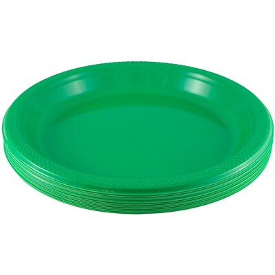 JAM Paper 9 Plastic Plates, Green, 80/Pack (255328197G)