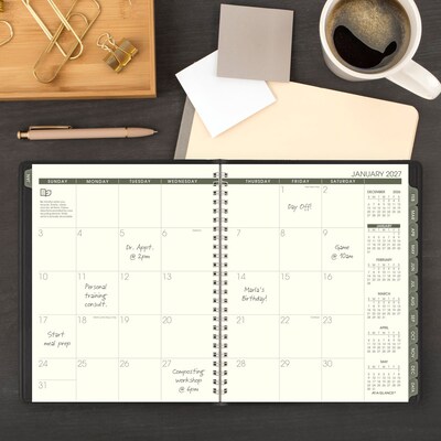2027 AT-A-GLANCE Recycled 7" x 8.75" Monthly Planner, Faux Leather Cover, Black (70-120G-05-27)