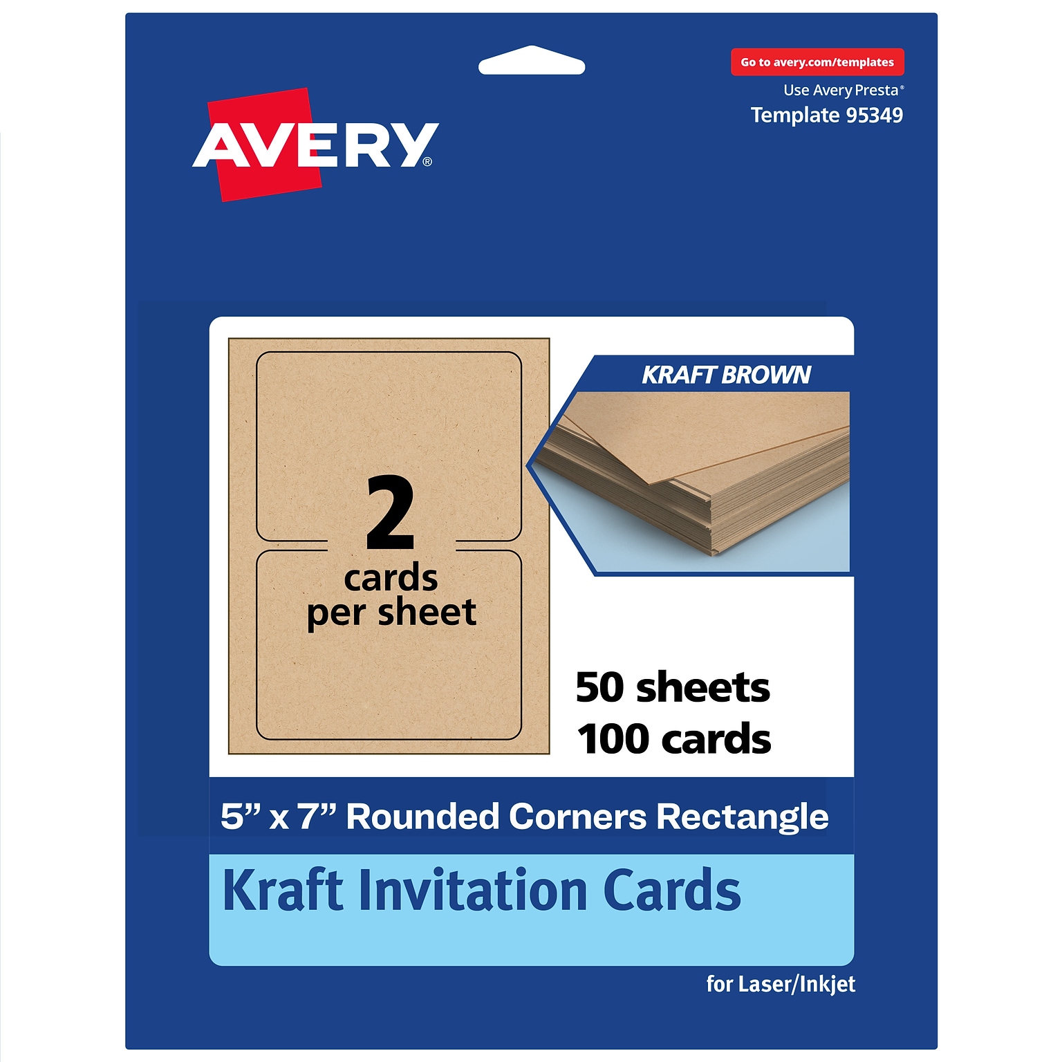Avery Matte General Use Blank Cards, Kraft Brown, 100/Box (95349)