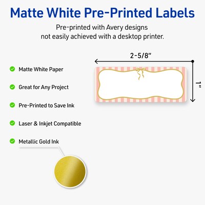 Avery Rectangle Laser/Inkjet Multipurpose Labels, 1 x 2-5/8, White, 160/Pack (19479371124)