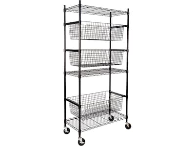 Honey-Can-Do 3-Shelf Steel Shelving Unit, 73.6 x 35.6 x 17.9, Black (SHF-09977)