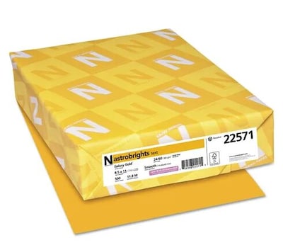 Astrobrights Colored Paper, 24 lbs., 8.5" x 11", Gold, 5000 Sheets/Carton (WAU22571)
