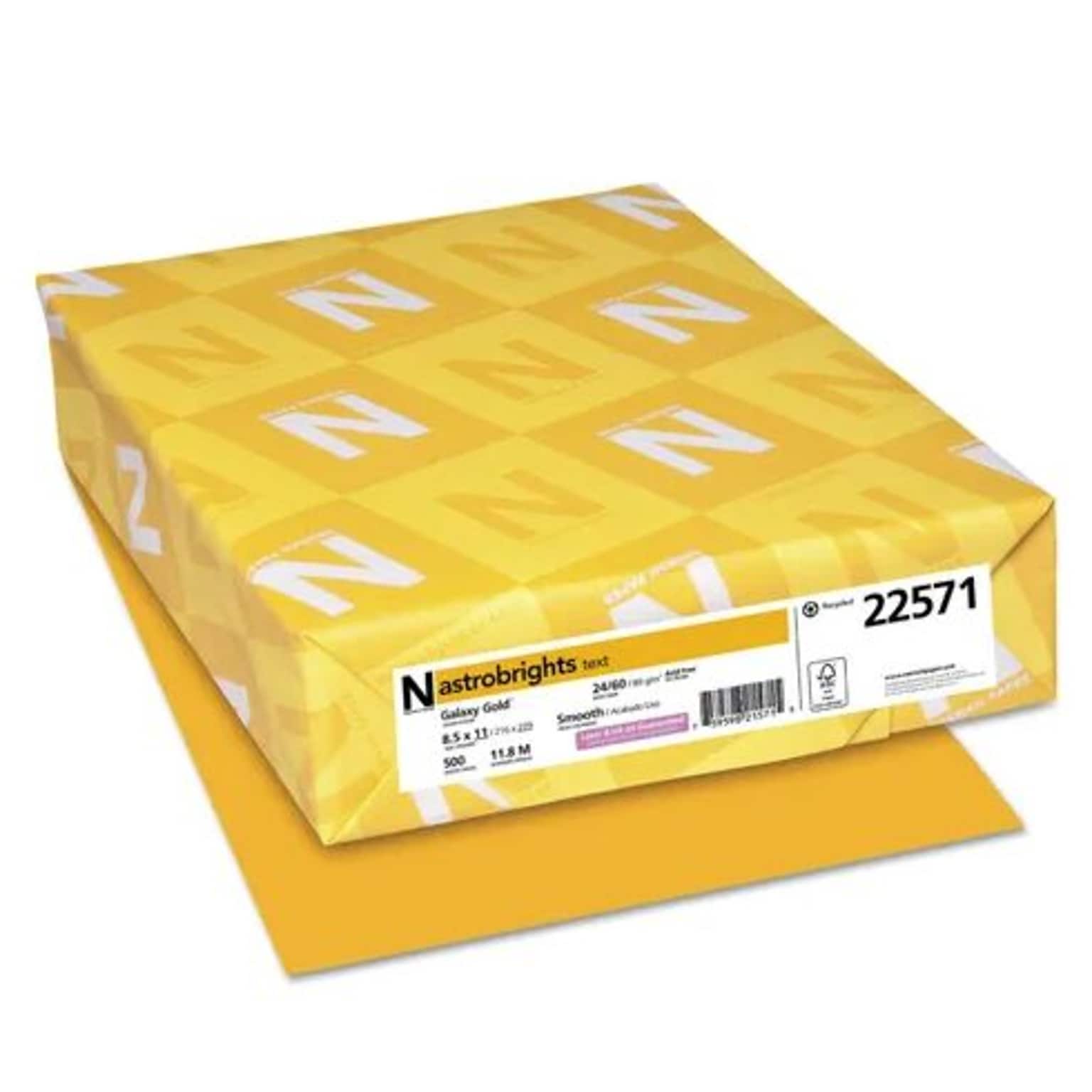 Astrobrights Colored Paper, 24 lbs., 8.5 x 11, Galaxy Gold, 500 Sheets/Ream, 10 Reams/Carton (WAU22571)