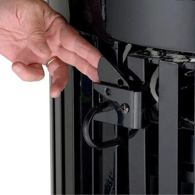 Global Industrial Outdoor Heavy-Duty Slatted Steel Trash Can w/ Door, 36 Gal., Black (641630BK)