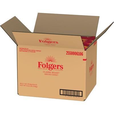 Folgers Classic Roast Coffee Fraction Pack, Medium Roast, 2.7 oz., 50/Carton (2550006106)