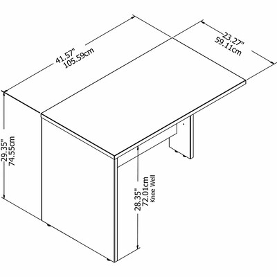 Bush Business Furniture Studio C 42"W Desk Return, White (SCR142WH)