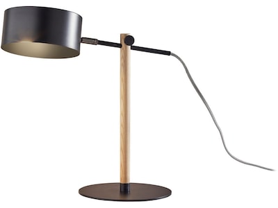 Adesso Dylan Incandescent Desk Lamp, 19, Matte Black/Natural Wood (6073-01)