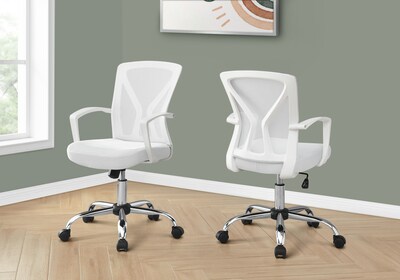 Monarch Specialties Inc. Ergonomic Mesh Swivel Computer and Desk Chair, White (I 7462)