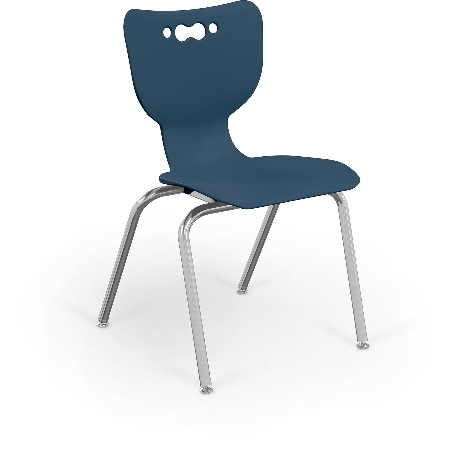 MooreCo 18 Hierarchy Student Chair with 4 Legs, Navy/Chrome Base (703673611107)