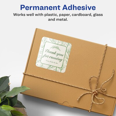 Avery Laser/Inkjet Square Pearlized Labels, 2" x 2", Ivory, 300 Labels/Pack (94107)