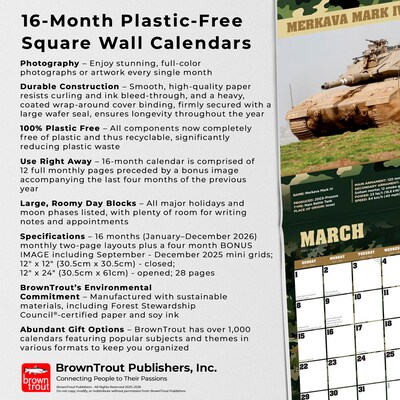2026 BrownTrout Tanks of the World 12" x 12" Monthly Wall Calendar (9798330705771)